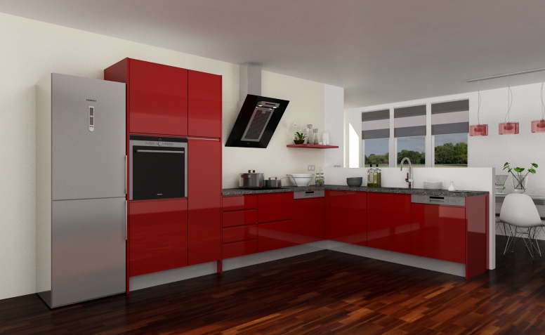 Muebles de Cocina Eurokit Rojo Blanco